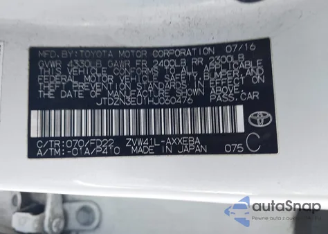 2017 Toyota Prius V Three z USA, uszkodzony, nr VIN JTDZN3EU1HJ060476